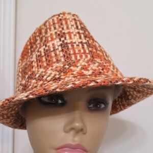 Perry Ellis Orange, Cream, & Brown Women's Hat